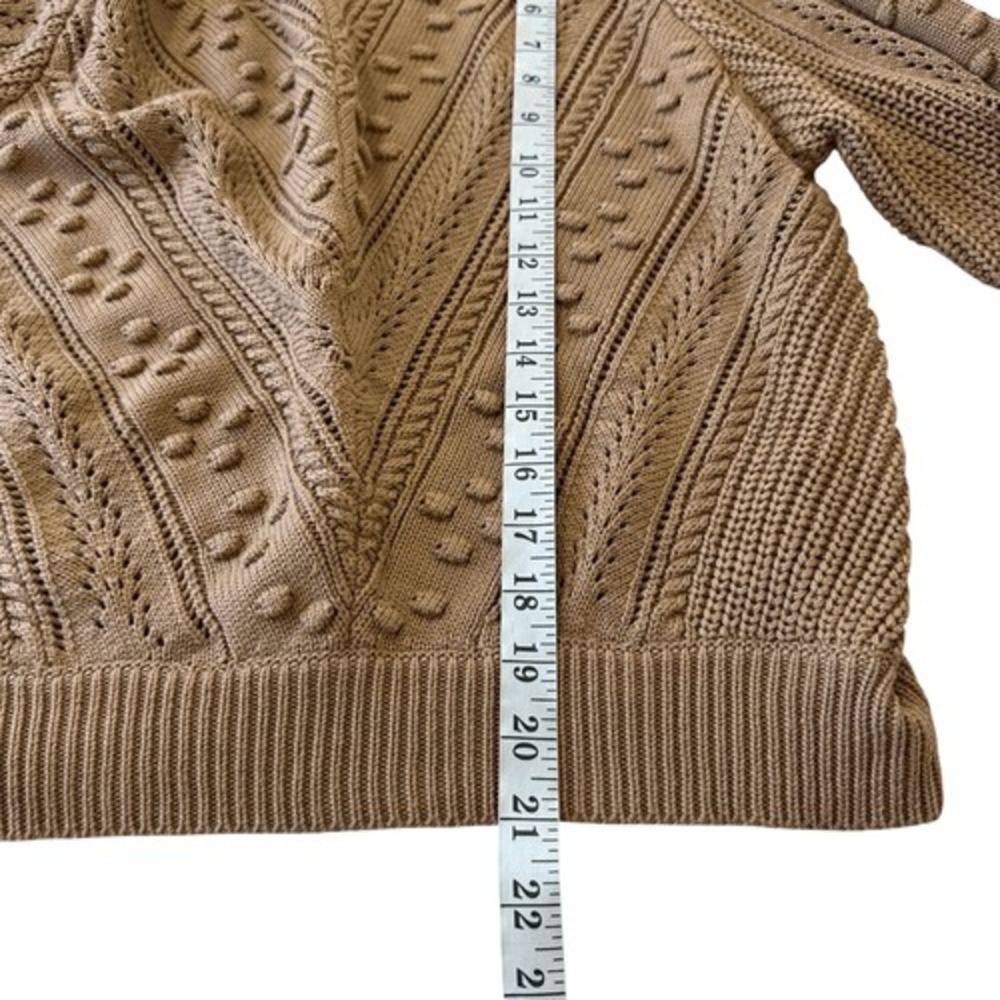 Dalilah Wool Blend Chunky Ribbed 3D Textured Knit Fall Camel Sweater, S/M - Picture 9 of 9